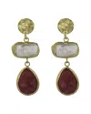 Ebru Jewelry Pearl Collection Plated Ruby Dangle Earrings In Gold