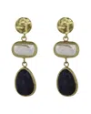 Ebru Jewelry Pearl Collection Plated Sapphire Dangle Earrings In Gold