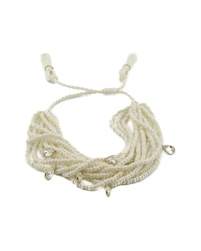 Ebru Jewelry Pearl Collection Silver 0.1in Pearl Cz Multi Strand Bracelet In Neutral