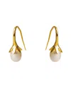 Ebru Jewelry Pearl Collection Silver 0.4mm Pearl Drop Down Earrings In Gold