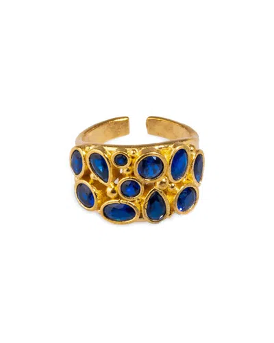 Ebru Jewelry Plated Cz Cluster Adjustable Ring In Gold