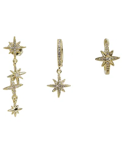 Ebru Jewelry Plated Cz Dangle & Stud Earrings In Black