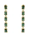 Ebru Jewelry Plated Lab-grown Emerald Drop Down Earrings In Green