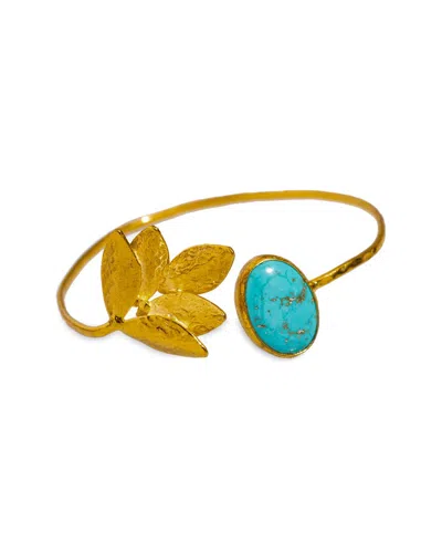 Ebru Jewelry Plated Turquoise Cuff Bracelet In Gold