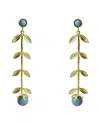 Ebru Jewelry Plated Turquoise Drop Down Earrings In Gold