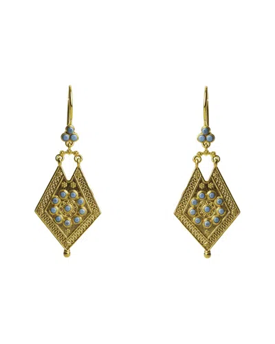 Ebru Jewelry Plated Turquoise Earrings In Gold