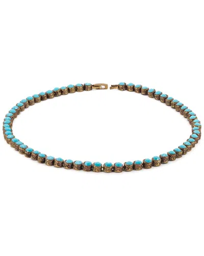 Ebru Jewelry Plated Turquoise Tennis Necklace In Green