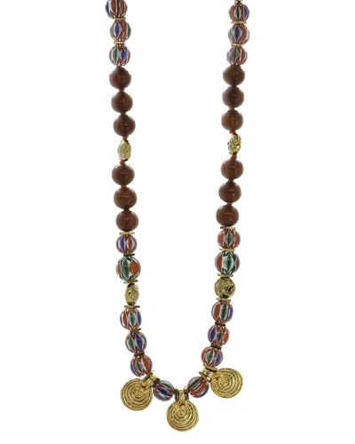Ebru Jewelry Protection & Luck Plated Beaded Necklace In Brown