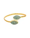 Ebru Jewelry Protection & Luck Plated Turquoise Cuff Bracelet In Gold