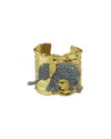 Ebru Jewelry Protection & Luck Plated Turquoise Cuff Ring In Gold