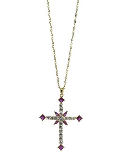 Ebru Jewelry Protection & Luck Silver Cz Pendant Necklace In Gold