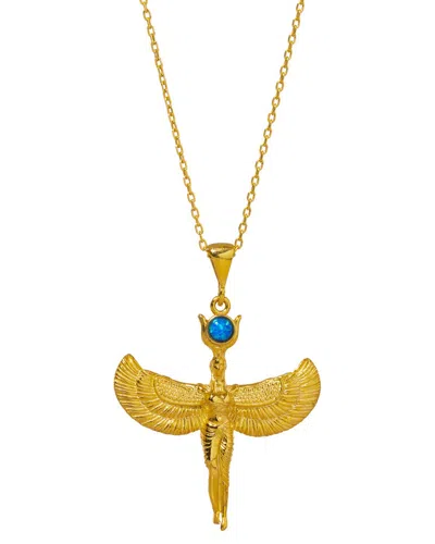 Ebru Jewelry Protection & Luck Silver Opal Pendant Necklace In Gold