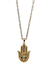 Ebru Jewelry Protection & Luck Silver Turquoise Pendant Necklace In Gold