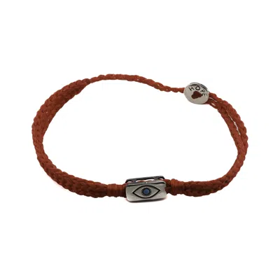 Ebru Jewelry Red / Silver Men's Sterling Silver Evil Eye Charm Red Rope Hope Bracelet - Red In Multi