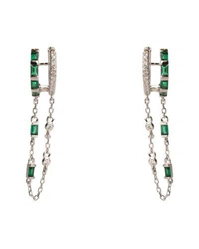 Ebru Jewelry Silver Cz Dangle Earrings In Metallic