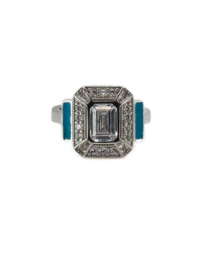 Ebru Jewelry Silver Cz Signet Ring In Metallic