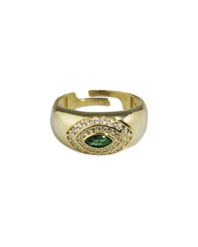 Ebru Jewelry Silver Cz Statement Adjustable Ring In Gold