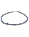 Ebru Jewelry Silver Plated Cz Tennis Necklace In Blue