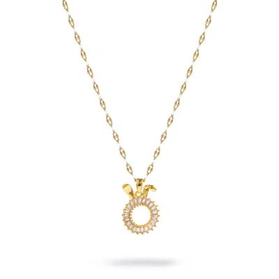 Ebru Jewelry Women's Baguette Bunny Pendant Necklace - Gold