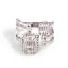 Ebru Jewelry Women's Baguette Diamond Adjustable Sterling Silver Fashion Ring - Silver