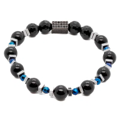 Ebru Jewelry Women's Black / Blue / Silver Black Shine Beaded Bracelet -black In Multi