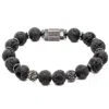 Ebru Jewelry Women's Black / Silver Black Lava And Swarovski Crystal Bracelet - Black