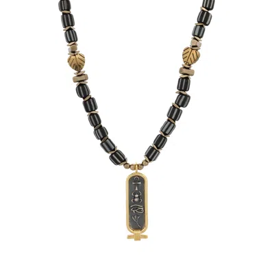 Ebru Jewelry Women's Black / Silver / Gold Spiritual Armor Egyptian Energy Beaded Necklace - Black