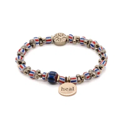 Ebru Jewelry Women's Blue / Brown / Red African Beaded Heal Charm Bracelet - Multicolor