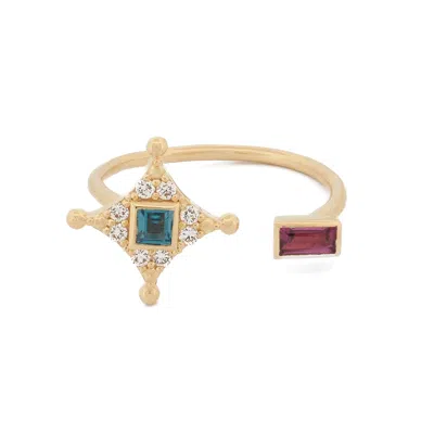 Ebru Jewelry Women's Blue / Pink / Purple Celestial Harmony Pink & Blue Sapphire Gold Ring - Gold