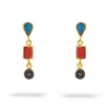 Ebru Jewelry Women's Blue / Red / Gold Trinity Gemstone Harmony Earrings - Multicolor In Multi
