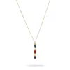 Ebru Jewelry Women's Blue / Red / Gold Trinity Gemstone Harmony Gold Necklace - Multicolor In Gold
