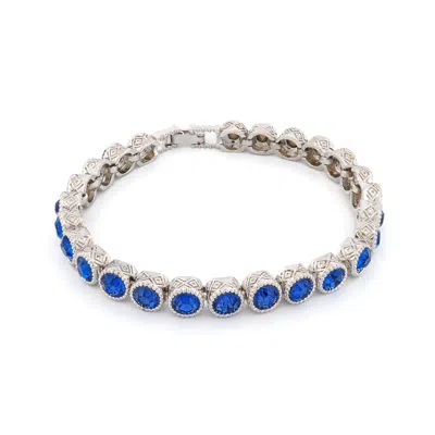 Ebru Jewelry Women's Blue / Silver Blue Sapphire Tennis Mystic Silver Bracelet - Blue