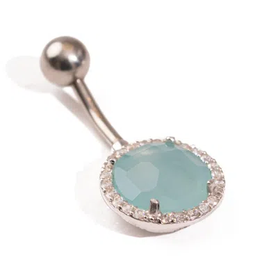 Ebru Jewelry Women's Blue / Silver Elegant Aqua Gemstone Sterling Silver Piercing - Blue In Metallic