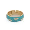 Ebru Jewelry Women's Blue / White / Gold Blue Enamel Evil Eye Gold Adjustable Band Ring - Blue In Blue