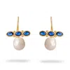 Ebru Jewelry Women's Blue / White / Gold Royal Sapphire Pearl Drop Earrings - Blue In Multi