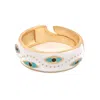 Ebru Jewelry Women's Blue / White / Gold White Enamel Evil Eye Gold Adjustable Band Ring - White In Multi