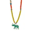 Ebru Jewelry Women's Blue / Yellow / Orange Good Fortune Elephant Colorful Beaded Necklace - Multicolour