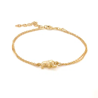 Ebru Jewelry Women's Dainty Gold Lucky Elephant Bracelet - Gold