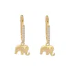 Ebru Jewelry Women's Dainty Gold Lucky Elephant Earrings - Gold