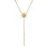 Ebru Jewelry Women's Diamond & Gold Sun Pendant Fashion Design Necklace - Gold