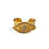 Ebru Jewelry Women's Diamond Evil Eye Design Gold Adjustable Statement Ring - Gold In Gold