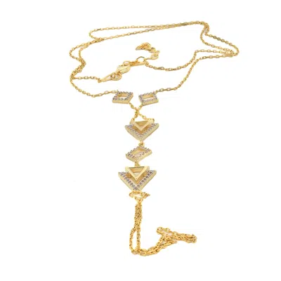 Ebru Jewelry Women's Diamond Triangle Gold Vermeil Fashion Hand Bracelet - Gold