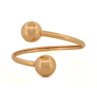 Ebru Jewelry Women's Dual Orb Gold Cuff Bracelet - Gold