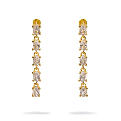 Ebru Jewelry Women's Elegant Drop Down Diamonds Earrings - Gold
