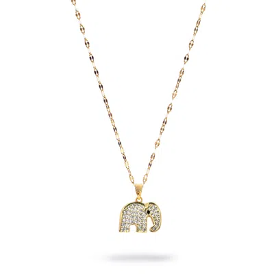 Ebru Jewelry Women's Elephant Blessing Diamond Necklace - Gold