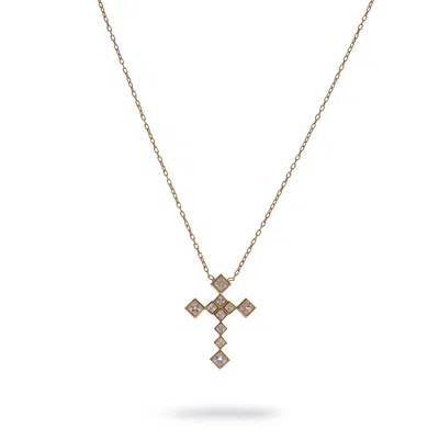 Ebru Jewelry Women's Eternal Grace Diamond Cross Gold Necklace - Gold