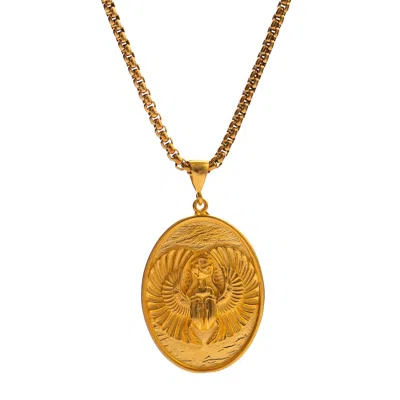 Ebru Jewelry Women's Eternal Scarab Guardian Medallion Gold Necklace - Gold