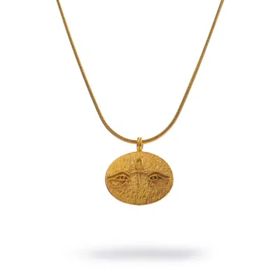 Ebru Jewelry Women's Eternal Vision Ankh Gold Medallion Necklace - Gold