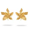 Ebru Jewelry Women's Floral Majesty Gold Stud Earrings - Gold In Blue