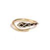 Ebru Jewelry Women's Gold / Black Black Enamel Gold Snake Ring - Black In Brown